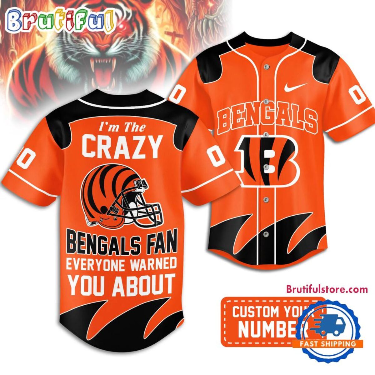 Cincinnati Bengals 2026 NFL Crazy Football Fan Personalized Jersey