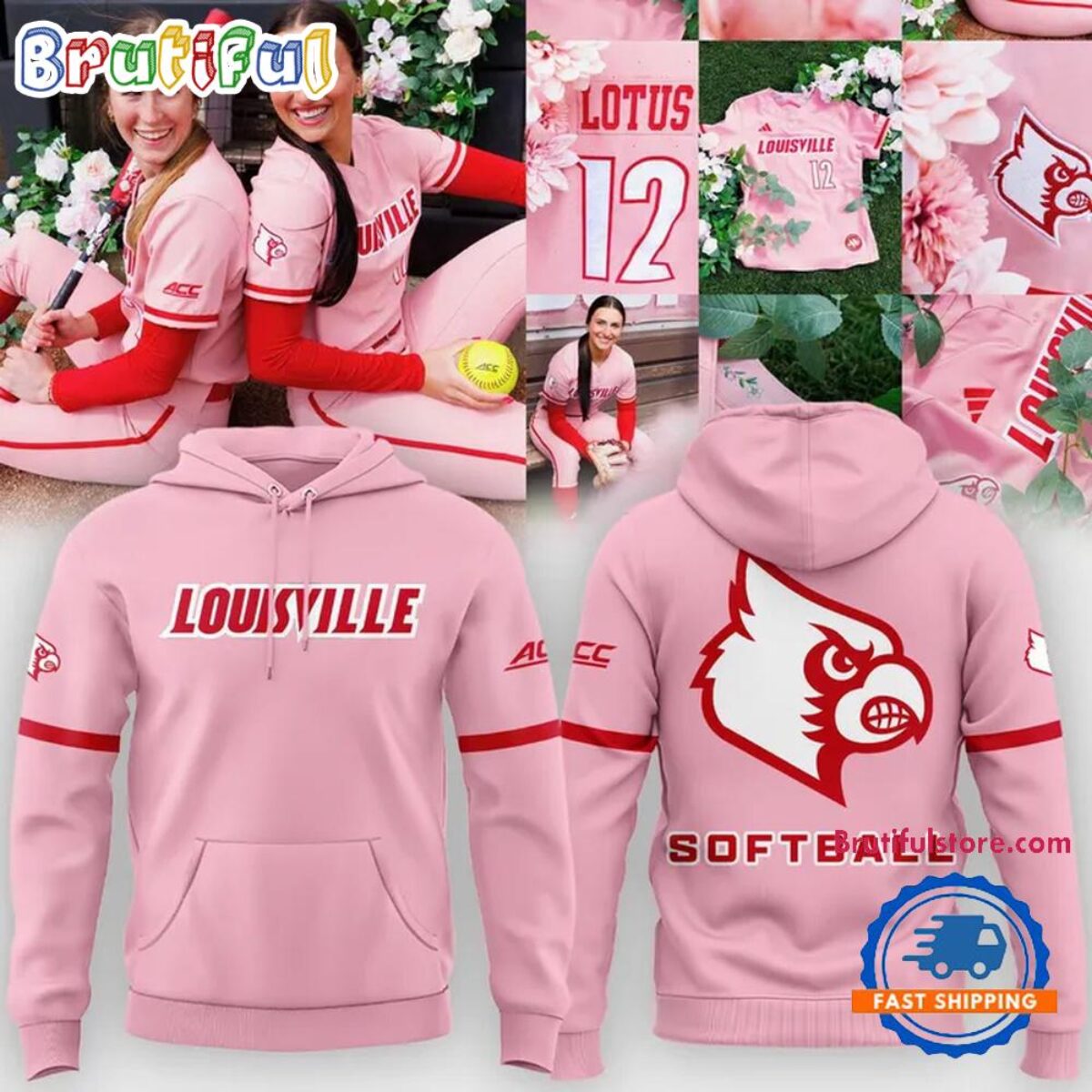 Louisville Cardinals 2026 Softball Pink Uniform Design Hoodie