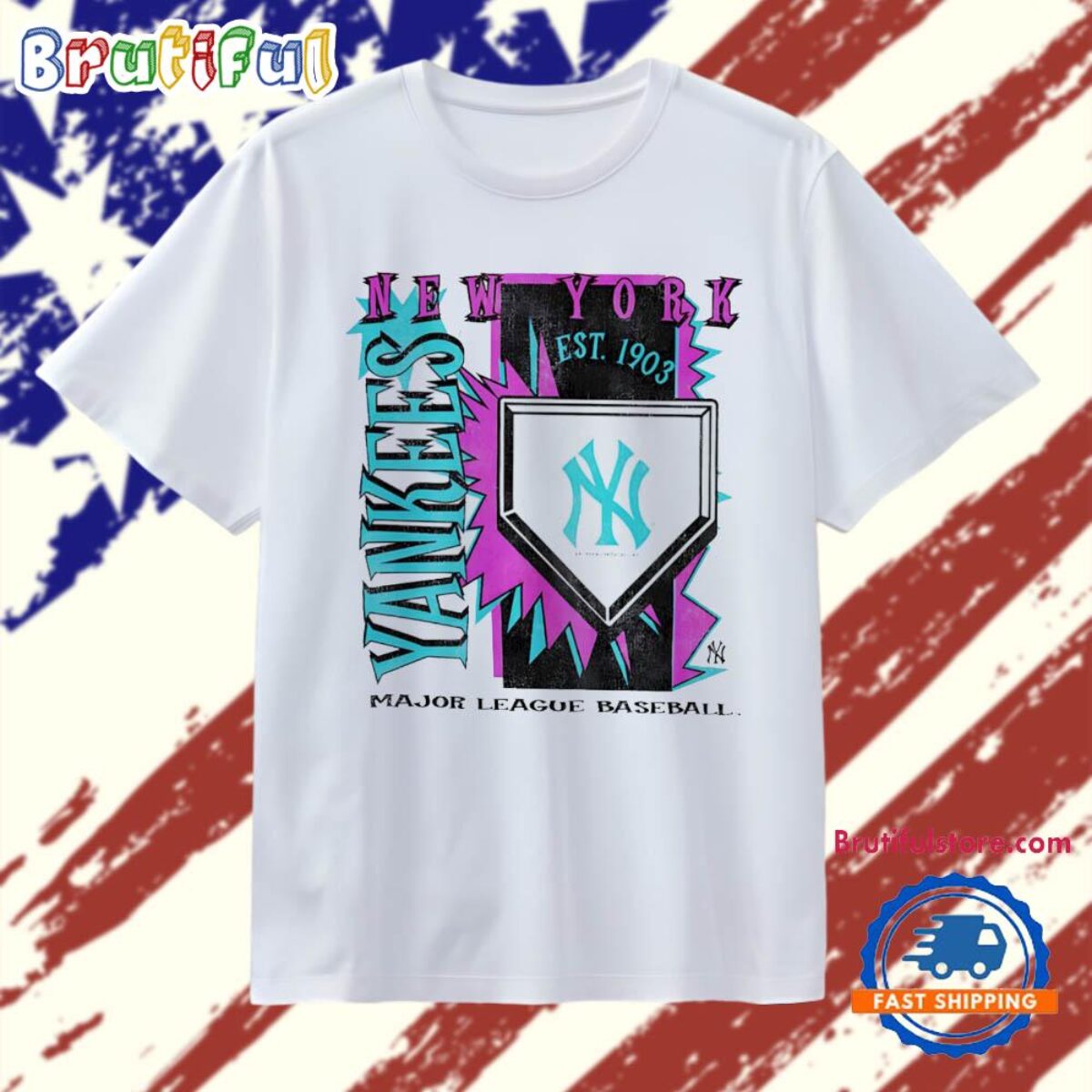 New York Yankees MLB Cooperstown Neon Field Shock T Shirt