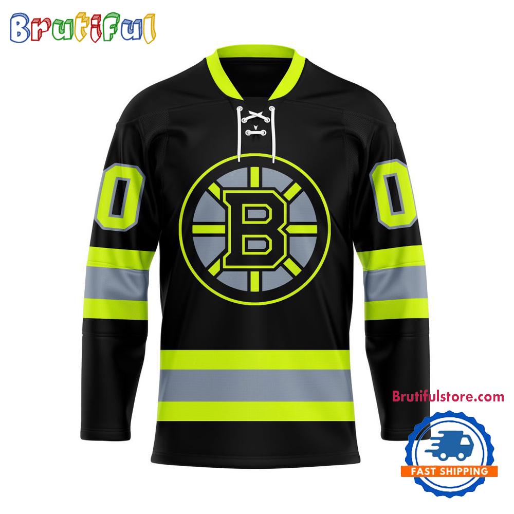 NHL Boston Bruins Honoring Firefighters Lace Hockey Jersey
