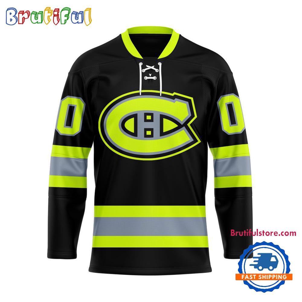 NHL Montreal Canadiens Honoring Firefighters Lace Hockey Jersey