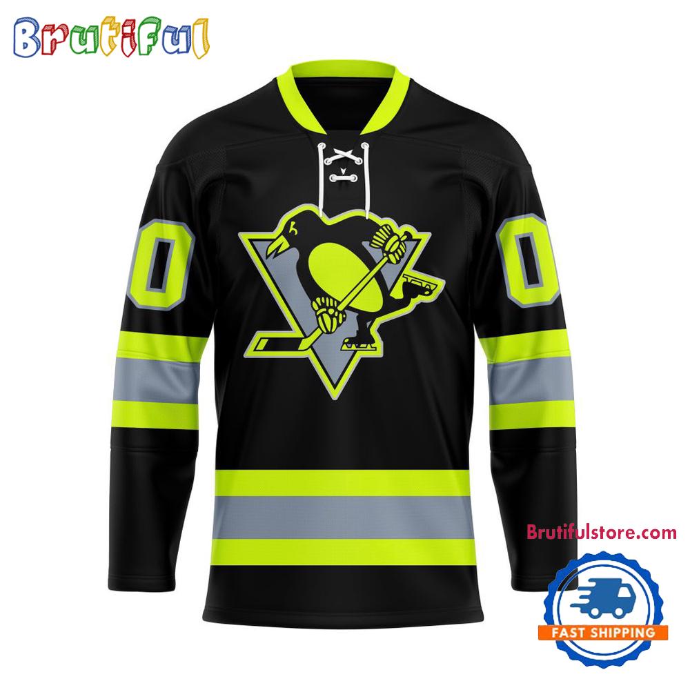NHL Pittsburgh Penguins Honoring Firefighters Lace Hockey Jersey