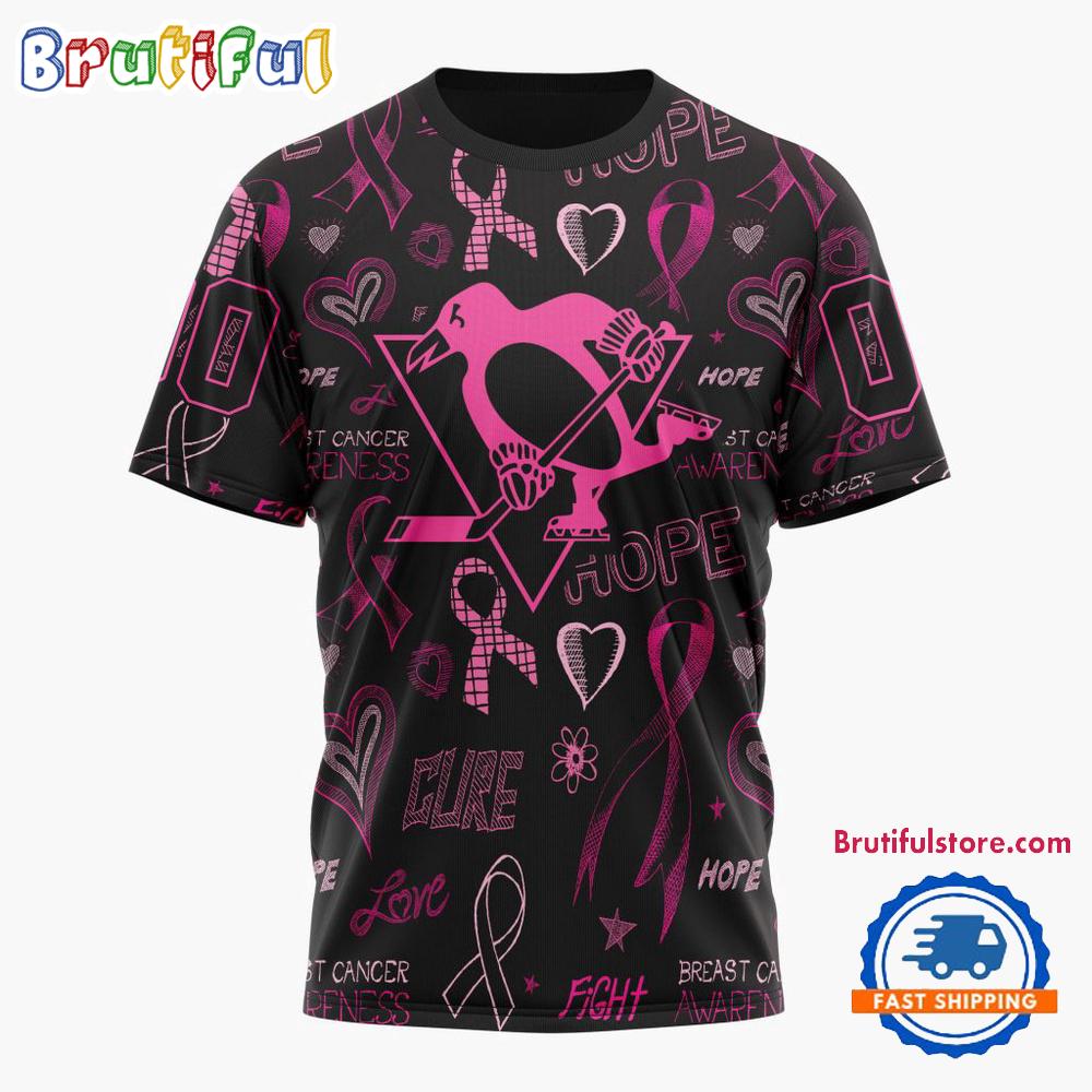 NHL Pittsburgh Penguins Special Pink Breast Cancer Awareness New Design T Shirt