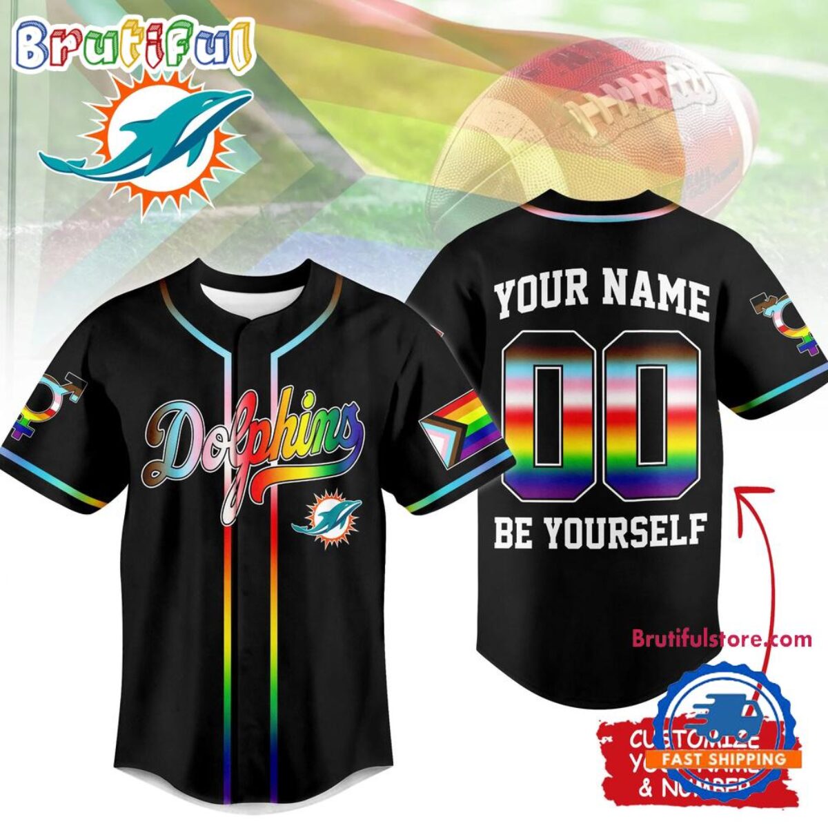 マイアミ・ドルフィンズ ベースボールシャツ NFL サイズ2XL Miami Dolphins 2026 NFL Pride Month Limited Edition Baseball Jersey