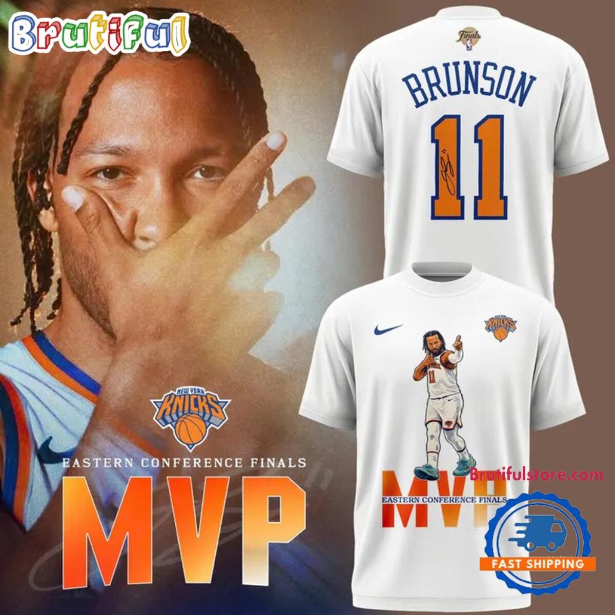 New York Knicks Jalen Brunson MPV Signatures 2026 White 3D Shirt