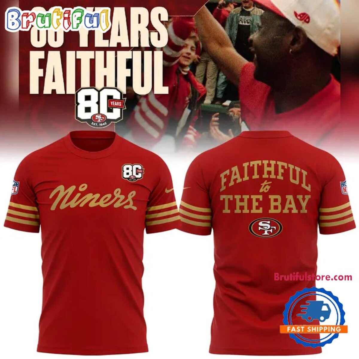 San Francisco 49ers 80th Year Anniversary 2026 T Shirt