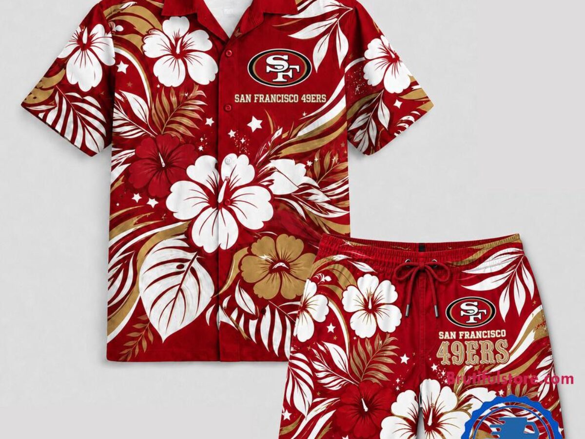 San Francisco 49ers NFL Floral Summer Hawaiian Set