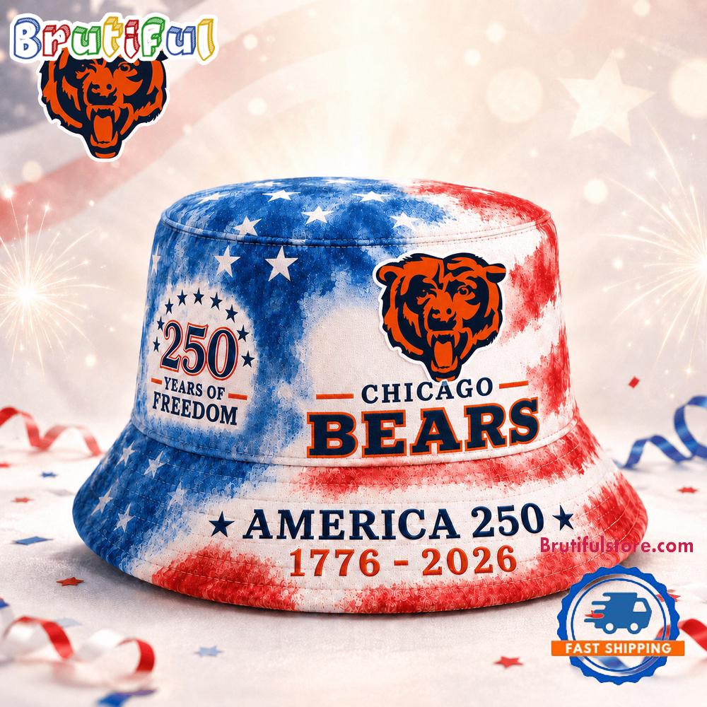 Chicago Bears NFL Ameica 250 Years Of Freedom Bucket Hat Chicago Bears NFL Ameica 250 Years Of Freedom Bucket Hat