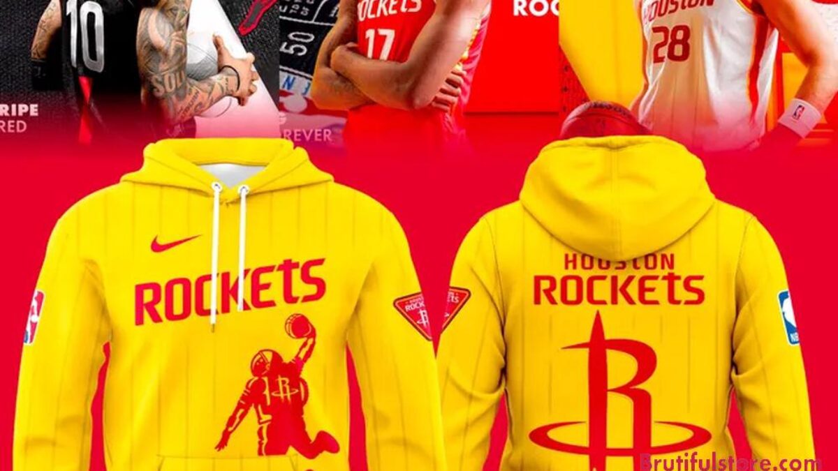 Houston Rockets NBA 2026 New Logo Yellow Hoodie