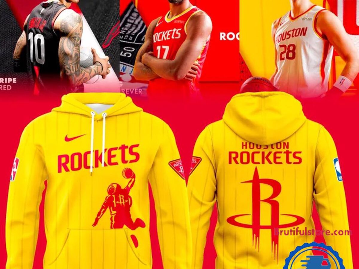 Houston Rockets NBA 2026 New Logo Yellow Hoodie