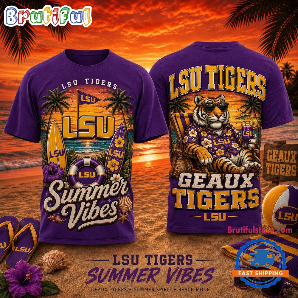 LSU Tigers 2026 NCAA Summer Vibes Limited Edition 3D T Shirt LSU Tigers 2026 NCAA Summer Vibes Limited Edition 3D T Shirt