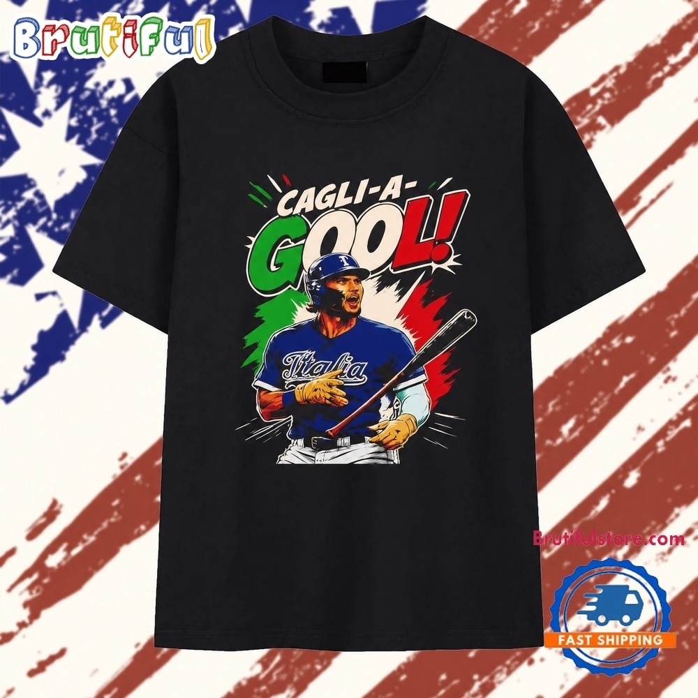 Cagli a Gool Italia Baseball Player hitter T Shirt Cagli a Gool Italia Baseball Player hitter T Shirt