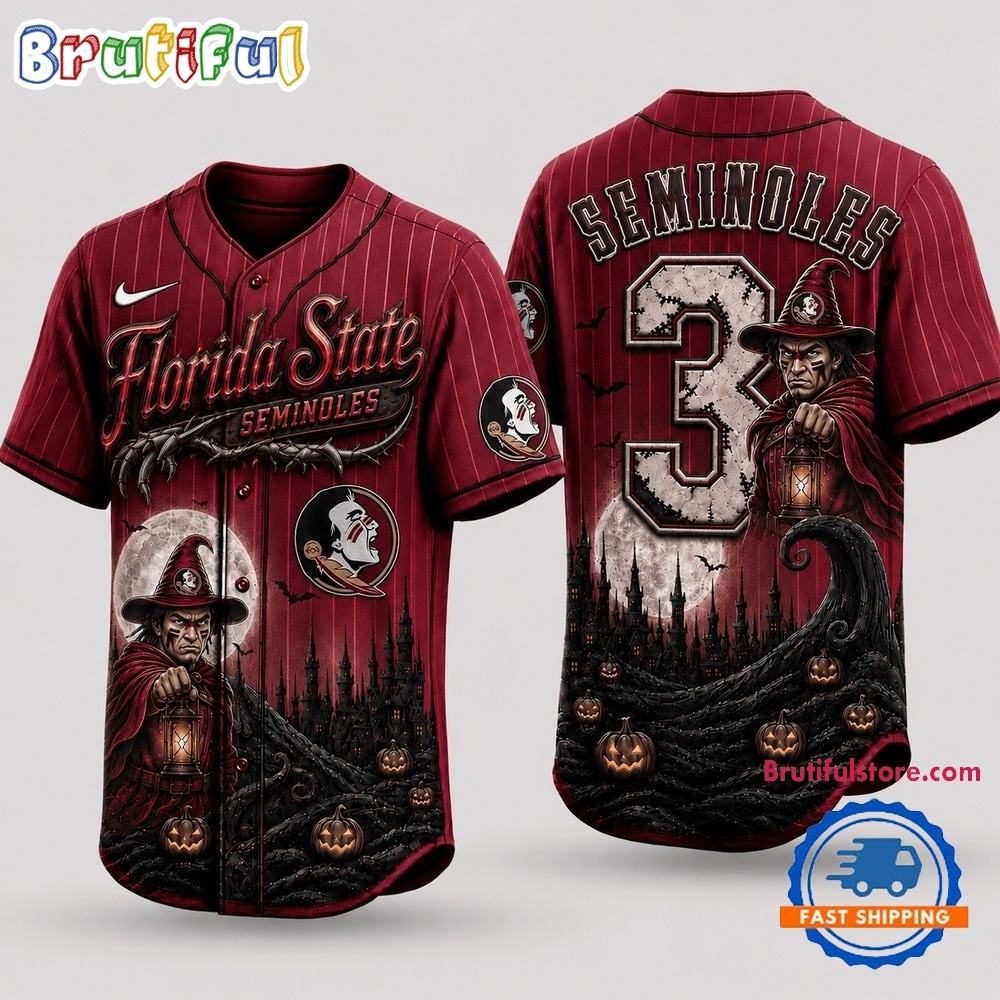 Florida State Seminoles 2026 NCAA Spooky Mascot Halloween Personalized Baseball Jersey Shirt Florida State Seminoles 2026 NCAA Spooky Mascot Halloween Personalized Baseball Jersey Shirt