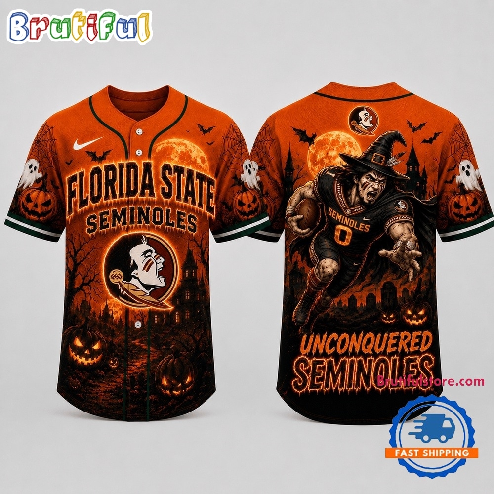 Florida State Seminoles NCAA Haunted Night Halloween Baseball Jersey Shirt Florida State Seminoles NCAA Haunted Night Halloween Baseball Jersey Shirt