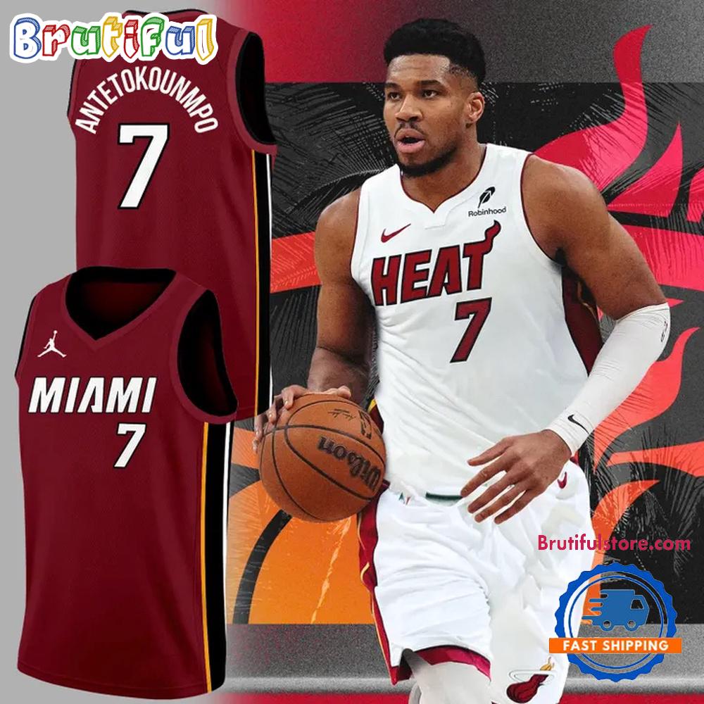 Giannis Antetokounmpo Miami Heat Red Basketball Jersey Giannis Antetokounmpo Miami Heat Red Basketball Jersey