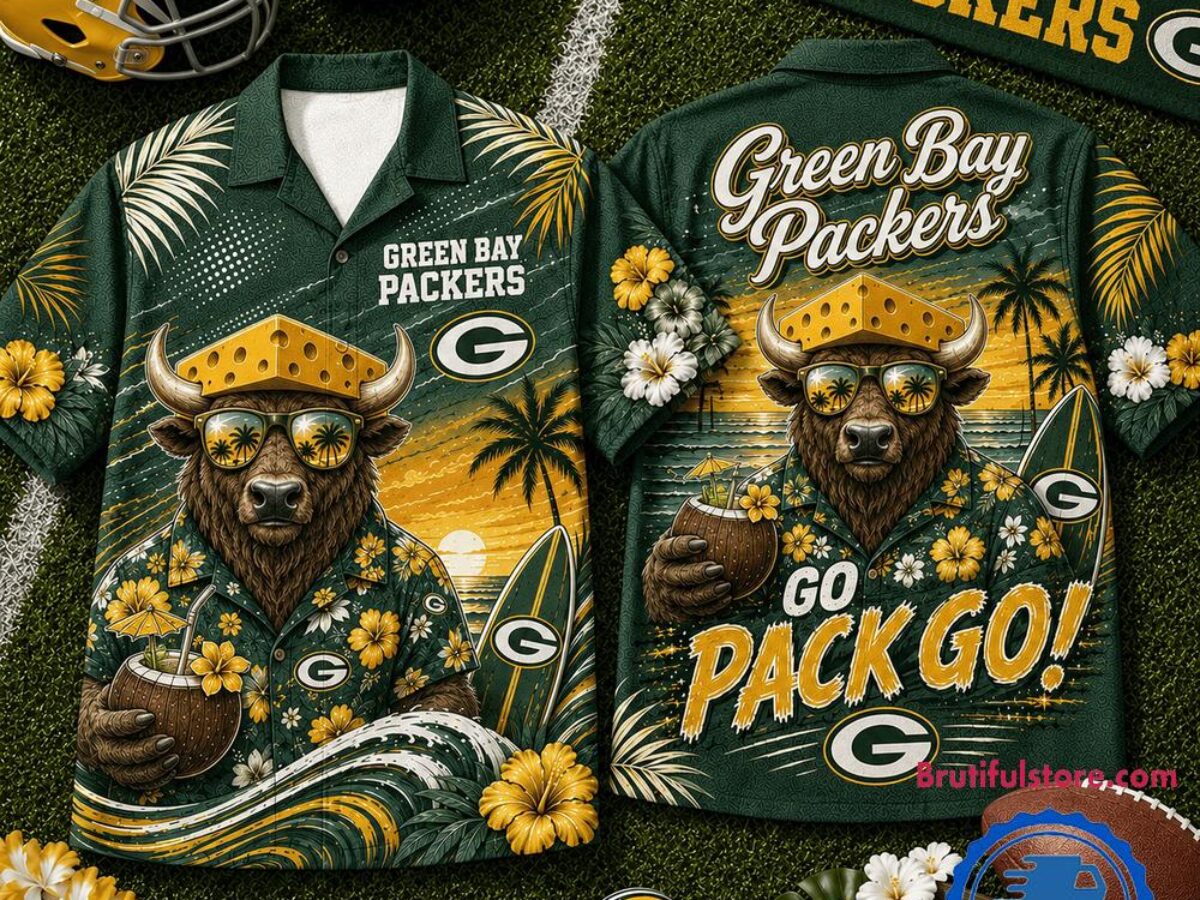 Green Bay Packers 2026 NFL Mascot Beach Vibes Summer Hawaiian Shirt