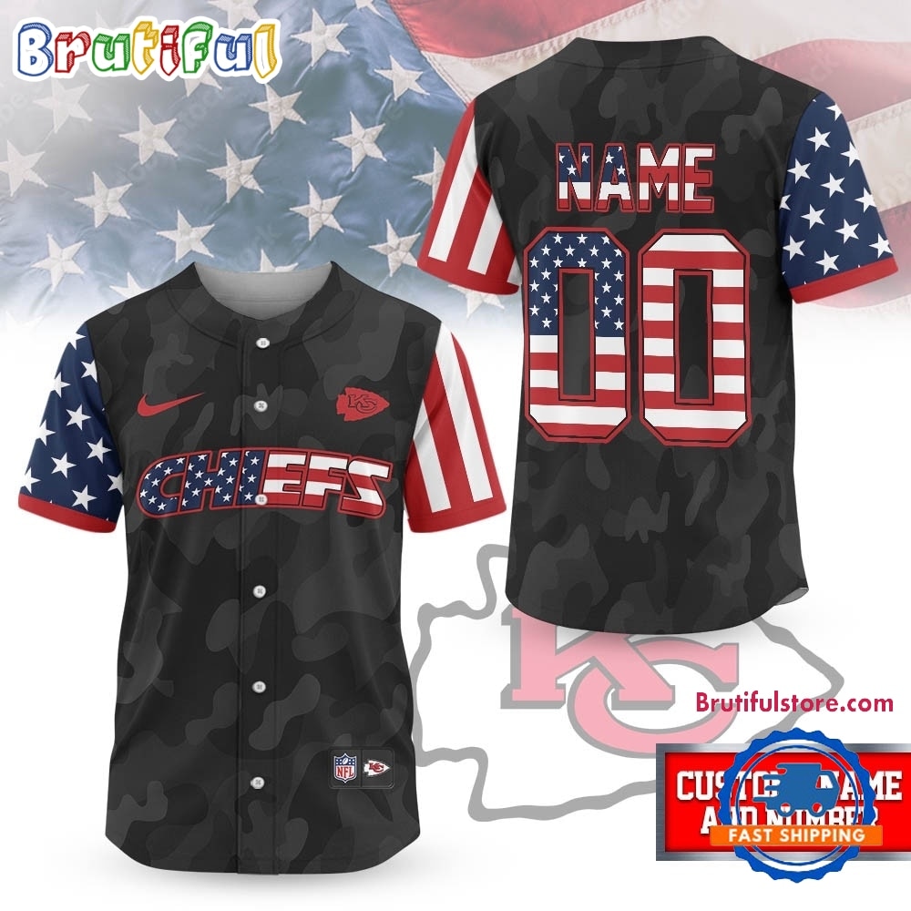 Kansas City Chiefs NFL American Pride Custom Baseball Jersey Shirt Kansas City Chiefs NFL American Pride Custom Baseball Jersey Shirt