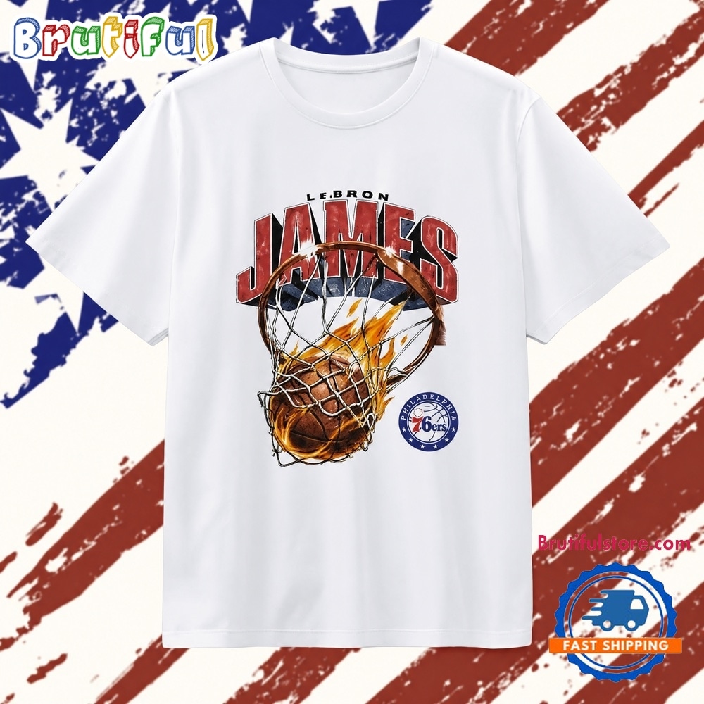 LeBron James Philadelphia 76ers On Fire net T Shirt LeBron James Philadelphia 76ers On Fire net T Shirt