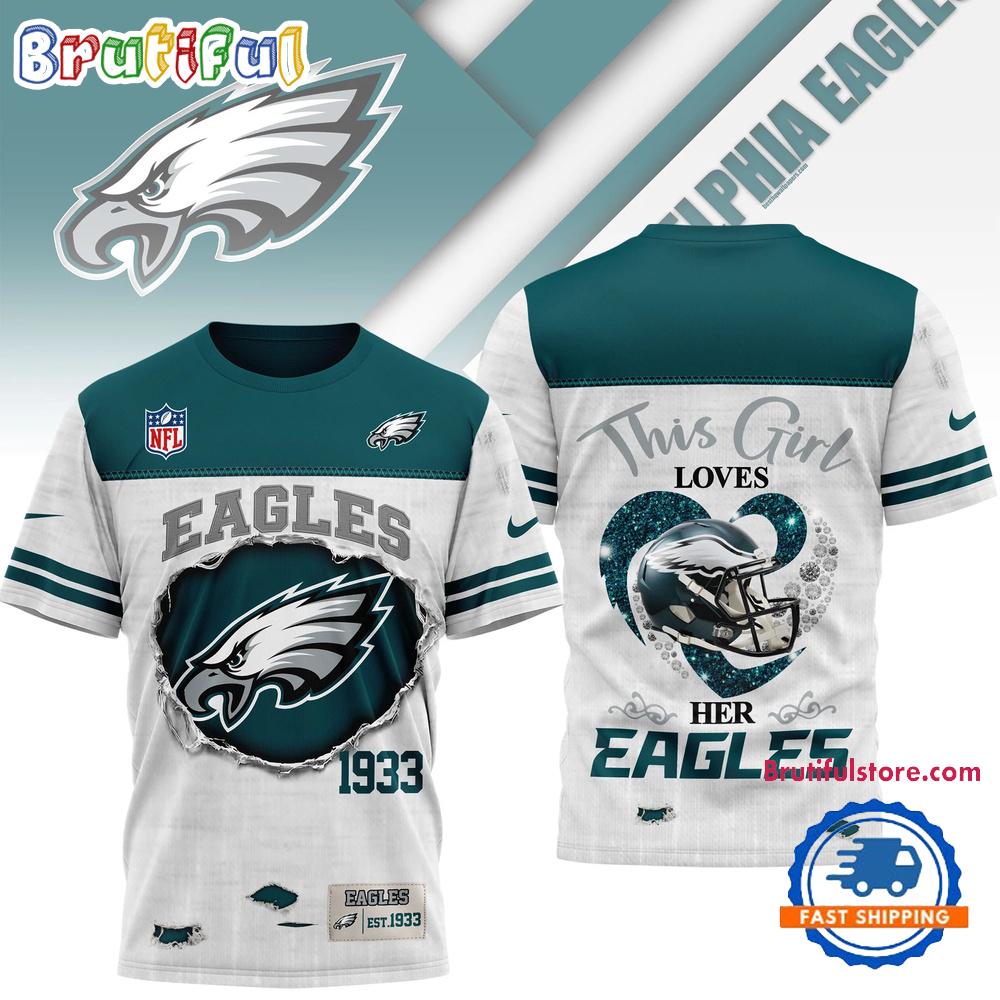 Philadelphia Eagles NFL Girl Heart & Helmet 3D Shirt Philadelphia Eagles NFL Girl Heart & Helmet 3D Shirt