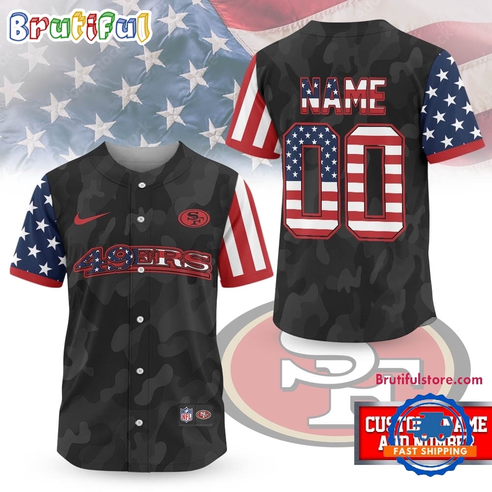San Francisco 49ers NFL American Pride Custom Baseball Jersey Shirt San Francisco 49ers NFL American Pride Custom Baseball Jersey Shirt