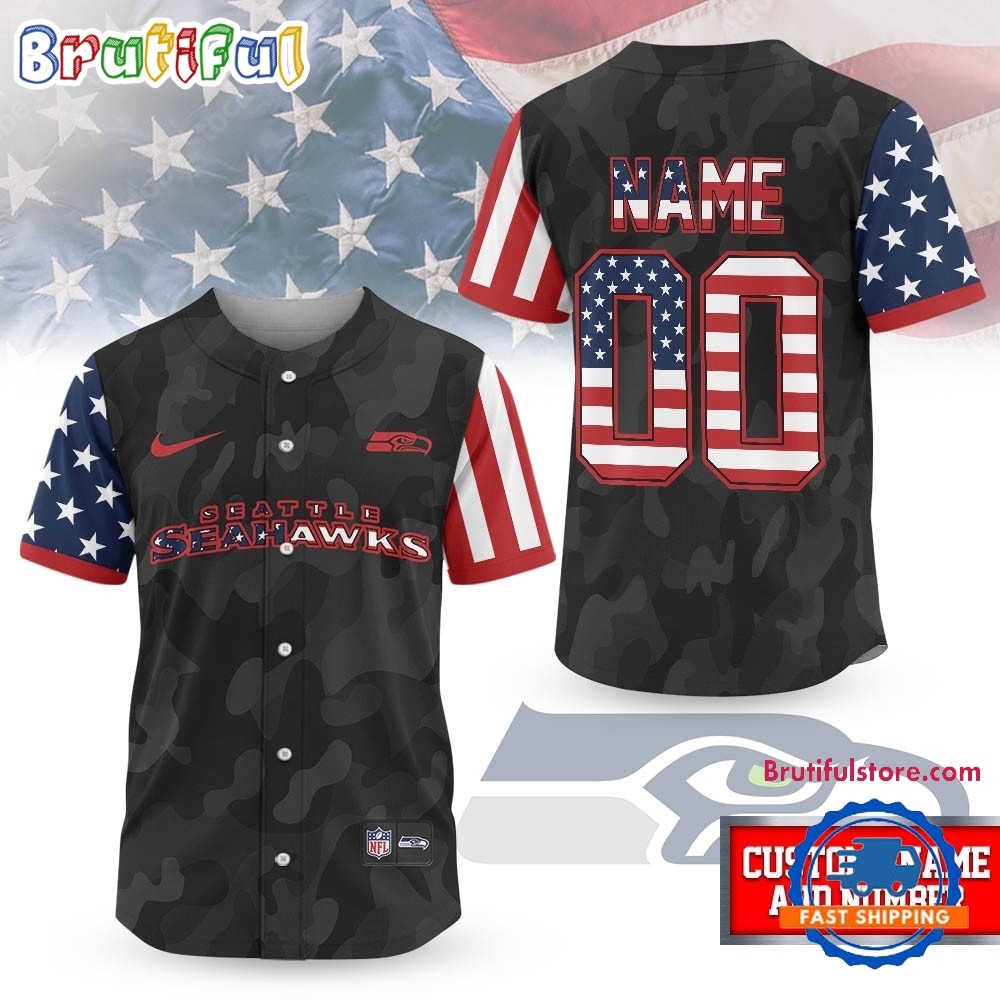 Seattle Seahawks NFL American Pride Custom Baseball Jersey Shirt Seattle Seahawks NFL American Pride Custom Baseball Jersey Shirt