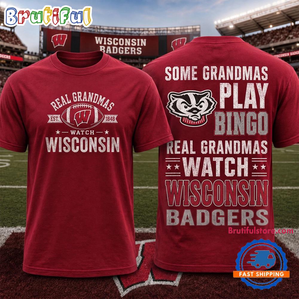 Wisconsin Badgers NCAA Real Grandma Team Unisex 3D Shirt Wisconsin Badgers NCAA Real Grandma Team Unisex 3D Shirt