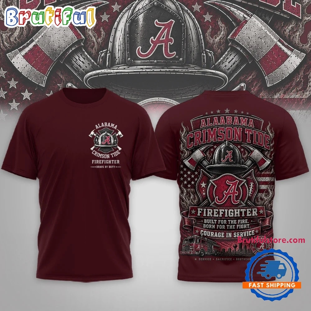 Alabama Crimson Tide 2026 NCAA Firefighter Built for the Fire 3D Shirt Alabama Crimson Tide 2026 NCAA Firefighter Built for the Fire 3D Shirt