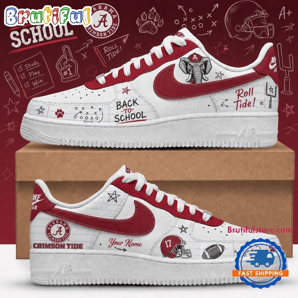 Alabama Crimson Tide 2026 NCAA Football Back To School Air Force 1 Shoes Sneakers Alabama Crimson Tide 2026 NCAA Football Back To School Air Force 1 Shoes Sneakers