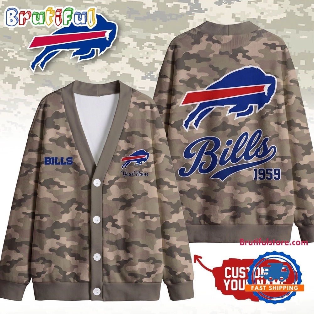 Buffalo Bills NFL Veteran Military Camo Heritage Cardigan Buffalo Bills NFL Veteran Military Camo Heritage Cardigan