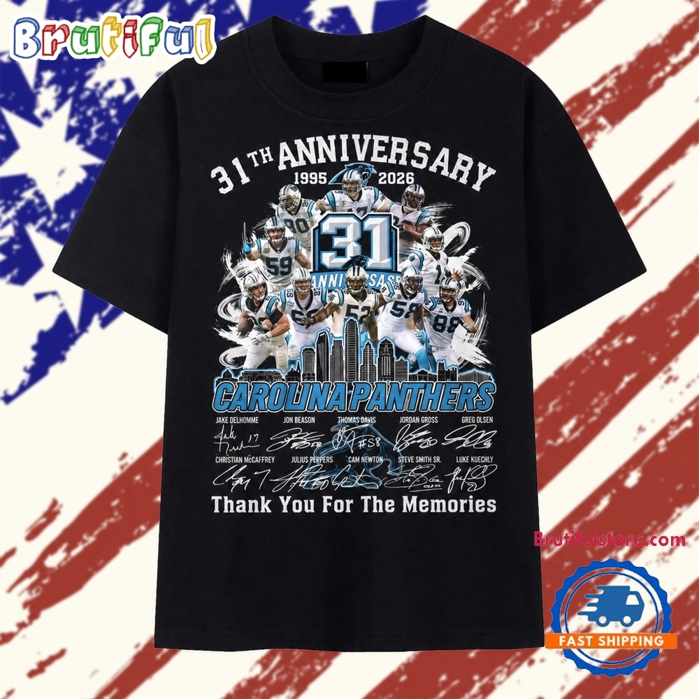 Carolina Panthers 31st Anniversary 1995 2026 Legends Signatures T Shirt Carolina Panthers 31st Anniversary 1995 2026 Legends Signatures T Shirt