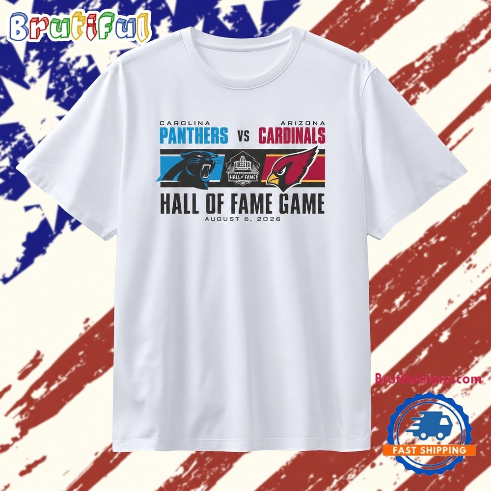 Carolina Panthers Vs Arizona Cardinals 2026 Hall of Fame Game Dueling Logo T Shirt Carolina Panthers Vs Arizona Cardinals 2026 Hall of Fame Game Dueling Logo T Shirt