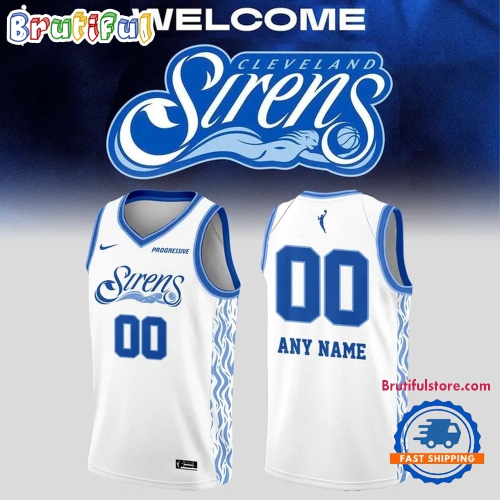 Cleveland Sirens Primary Logo Custom White Basketball Jersey Cleveland Sirens Primary Logo Custom White Basketball Jersey