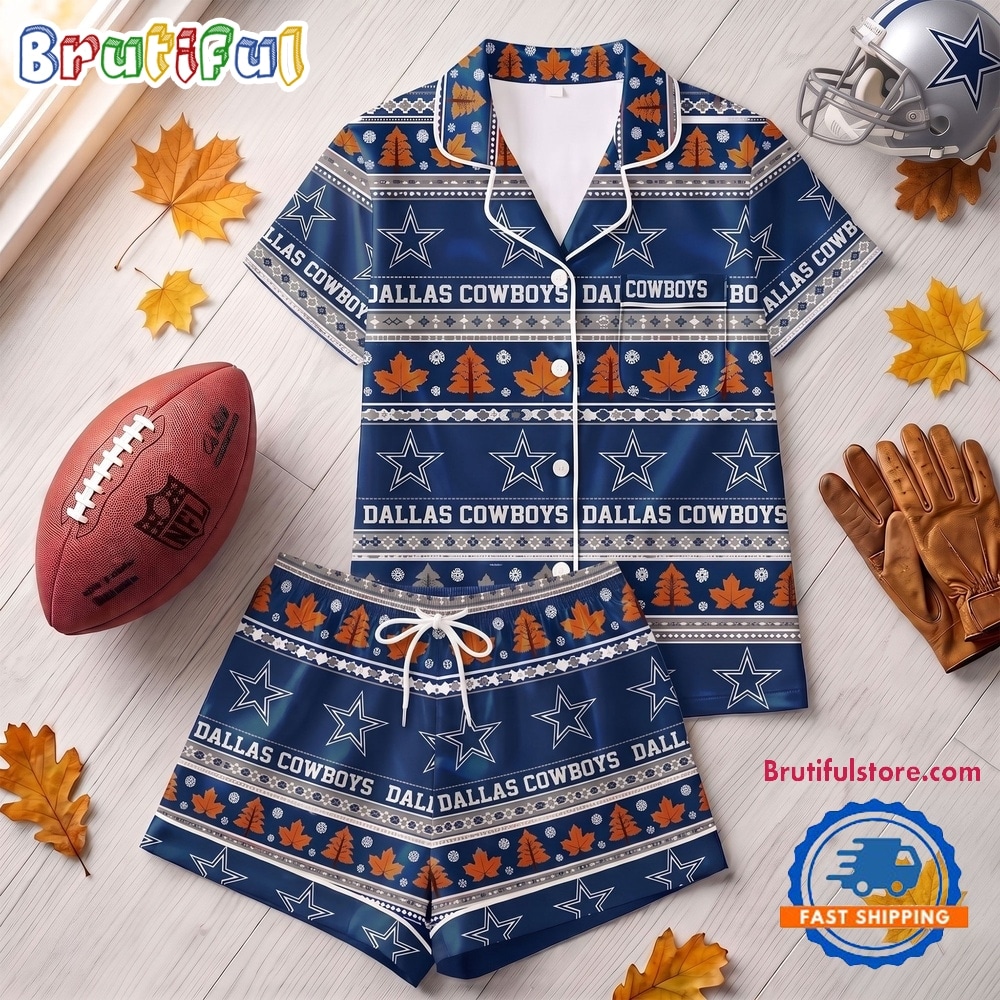 Dallas Cowboys NFL Harvest Huddle Short Sleeve Pajamas Set Dallas Cowboys NFL Harvest Huddle Short Sleeve Pajamas Set