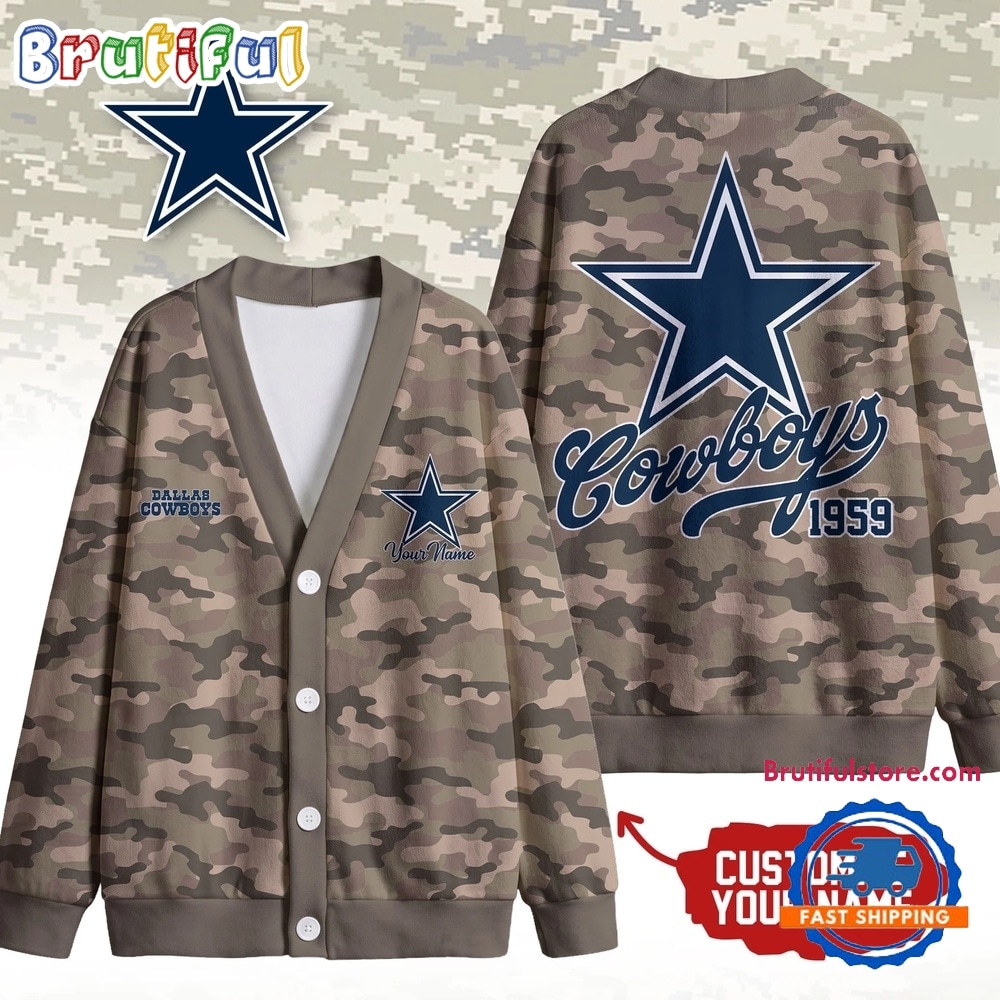 Dallas Cowboys NFL Veteran Military Camo Heritage Cardigan Dallas Cowboys NFL Veteran Military Camo Heritage Cardigan