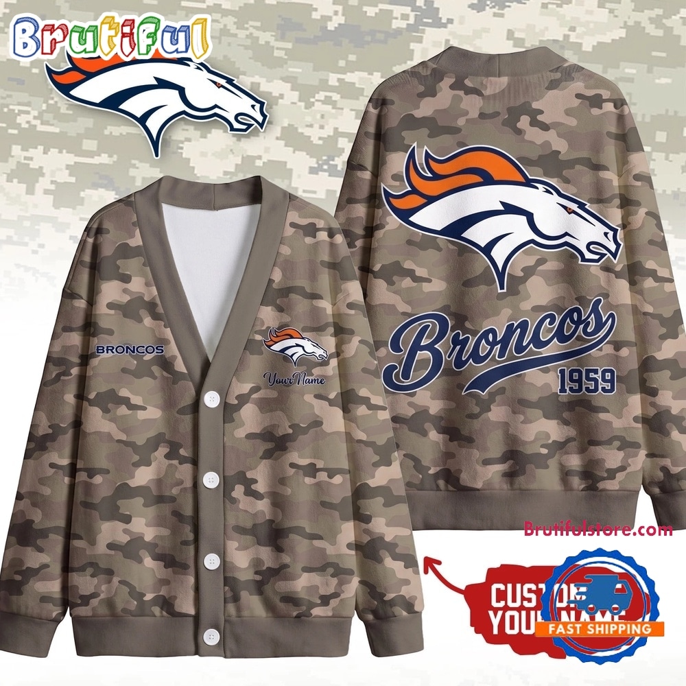 Denver Broncos NFL Veteran Military Camo Heritage Cardigan Denver Broncos NFL Veteran Military Camo Heritage Cardigan