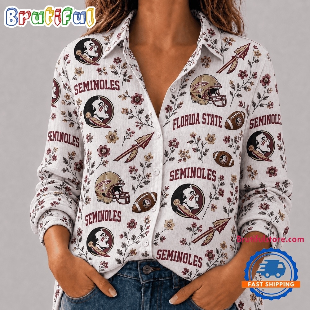 Florida State Seminoles NCAA College Spirit Blossoms Women Casual Shirt Florida State Seminoles NCAA College Spirit Blossoms Women Casual Shirt