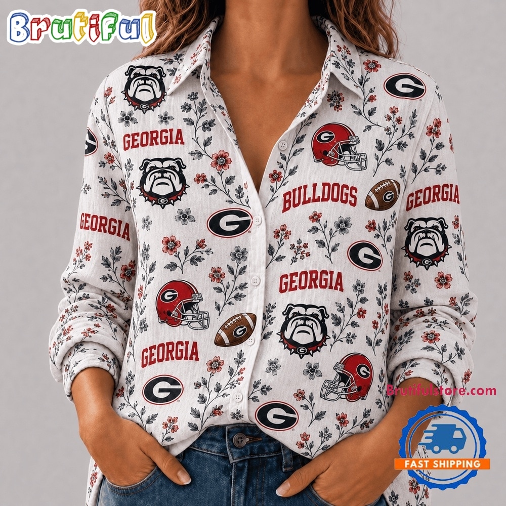 Georgia Bulldogs NCAA College Spirit Blossoms Women Casual Shirt Georgia Bulldogs NCAA College Spirit Blossoms Women Casual Shirt