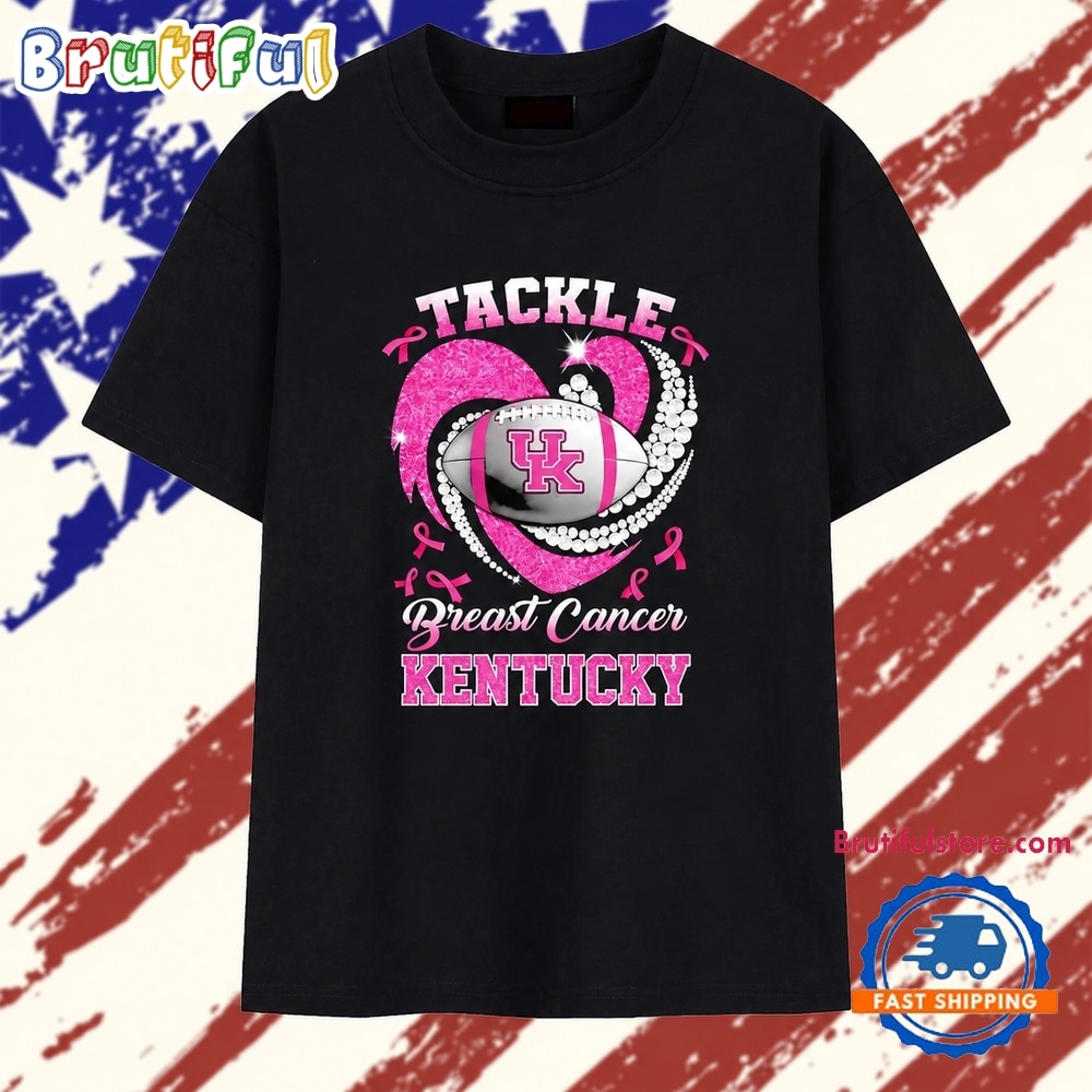 Kentucky Wildcats UK tackle breast cancer football T Shirt Kentucky Wildcats UK tackle breast cancer football T Shirt