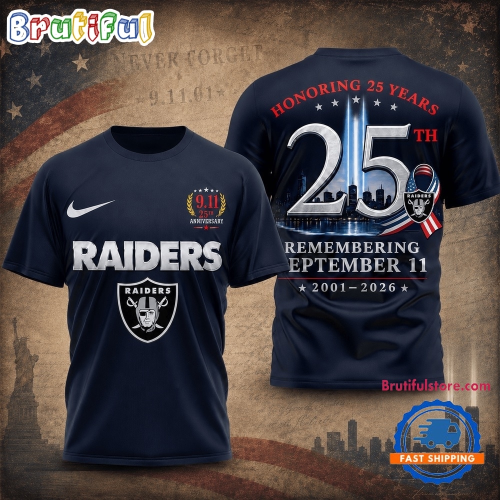 Las Vegas Raiders NFL Honoring 25 Years Remembering September 11 T Shirt Las Vegas Raiders NFL Honoring 25 Years Remembering September 11 T Shirt