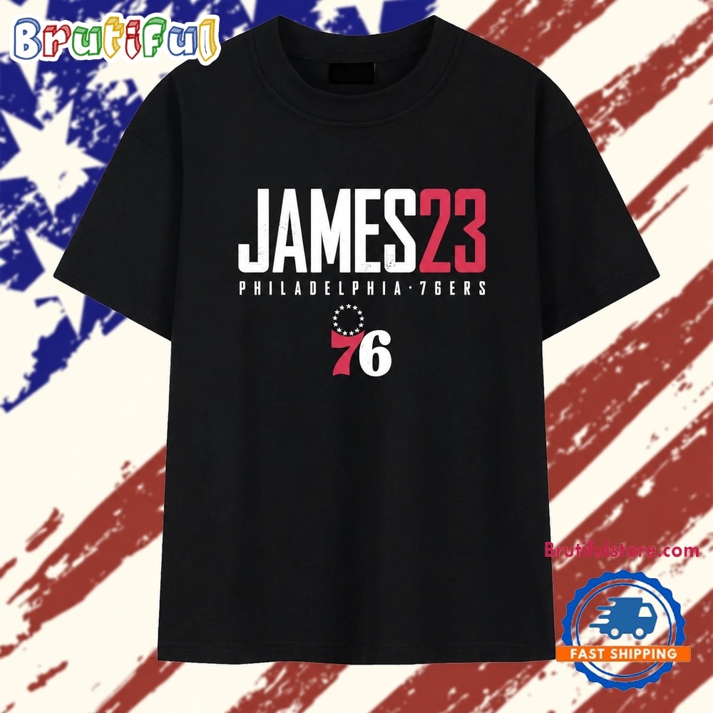 LeBron James 23 Philadelphia 76ers Distressed NBA T Shirt LeBron James 23 Philadelphia 76ers Distressed NBA T Shirt