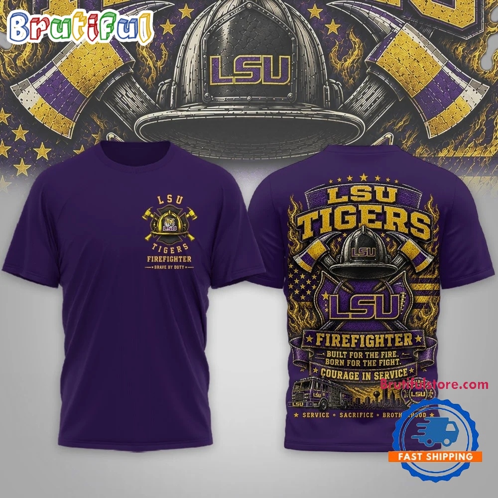 LSU Tigers 2026 NCAA Firefighter Built for the Fire 3D Shirt LSU Tigers 2026 NCAA Firefighter Built for the Fire 3D Shirt