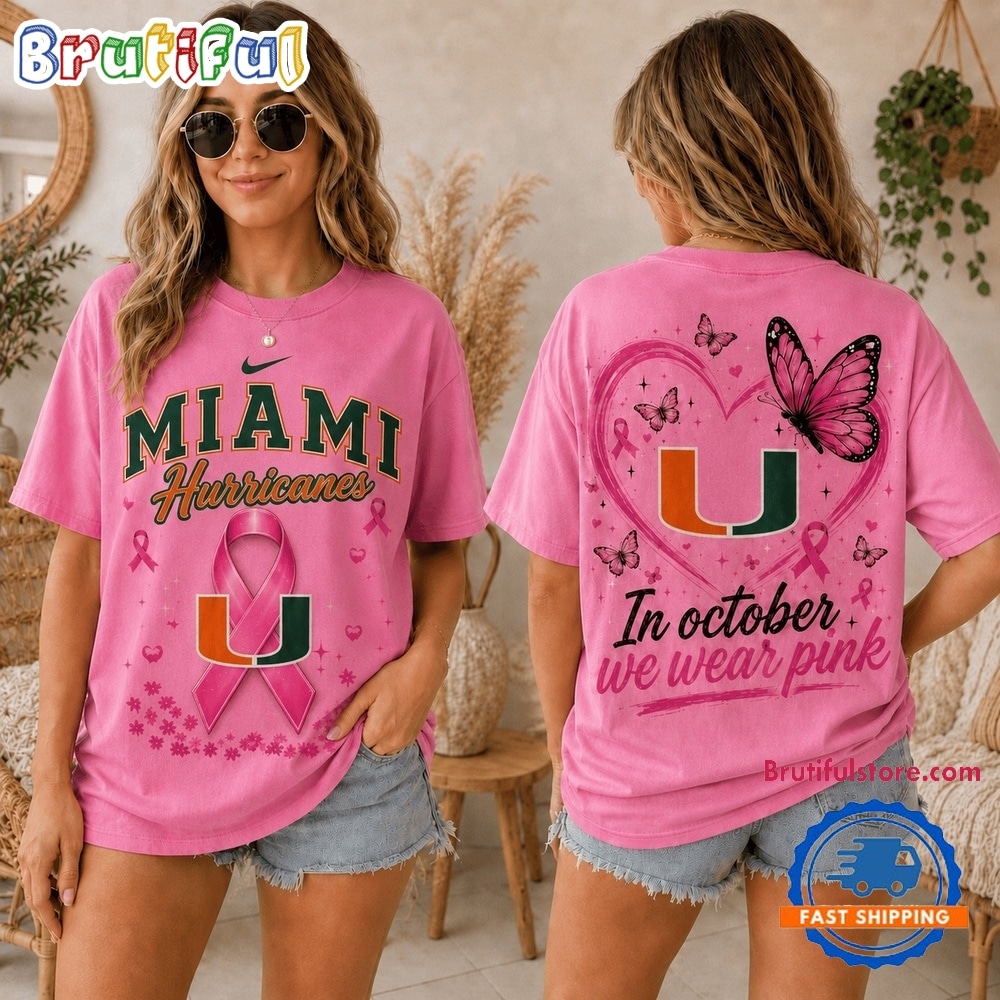 Miami Hurricanes 2026 NCAA Pink October Breast Cancer Awareness Fan Pride Unisex T Shirt Miami Hurricanes 2026 NCAA Pink October Breast Cancer Awareness Fan Pride Unisex T Shirt