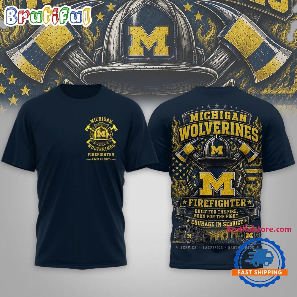 Michigan Wolverines 2026 NCAA Firefighter Built for the Fire 3D Shirt Michigan Wolverines 2026 NCAA Firefighter Built for the Fire 3D Shirt