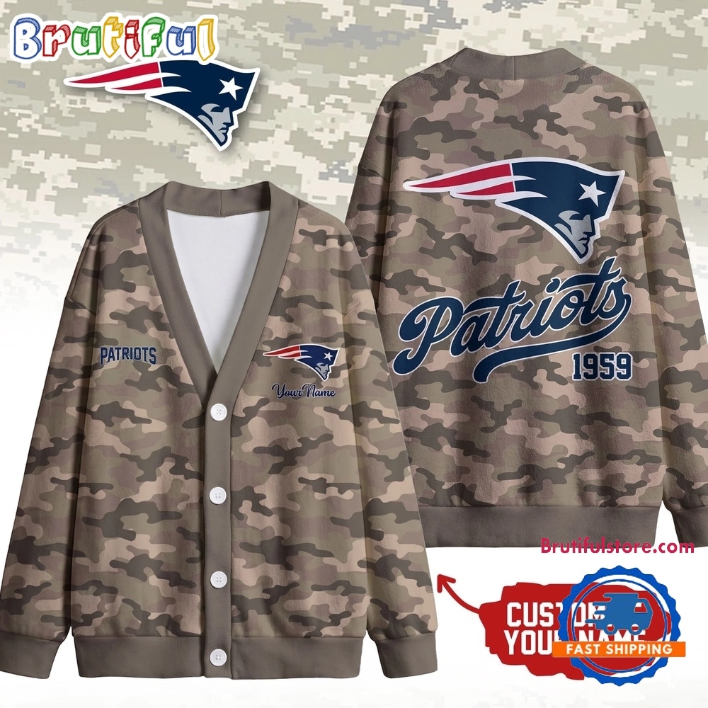 New England Patriots NFL Veteran Military Camo Heritage Cardigan New England Patriots NFL Veteran Military Camo Heritage Cardigan