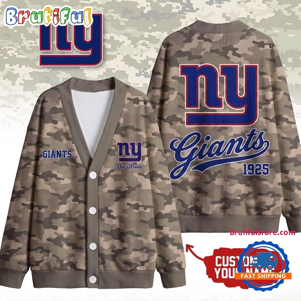 New York Giants NFL Veteran Military Camo Heritage Cardigan New York Giants NFL Veteran Military Camo Heritage Cardigan