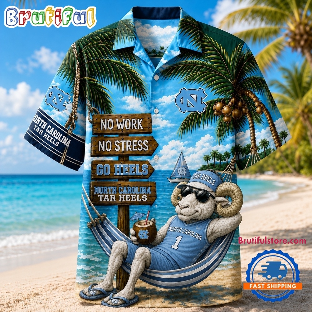 North Carolina Tar Heels NCAA No Work No Stress Hawaiian Shirt North Carolina Tar Heels NCAA No Work No Stress Hawaiian Shirt