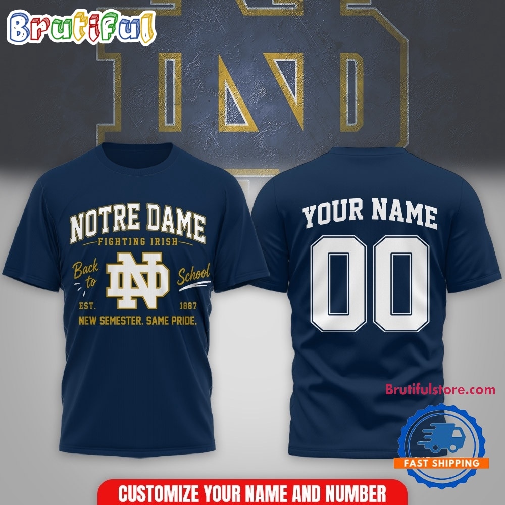 Notre Dame Fighting Irish NCAA Campus Pride Back to School 2026 Personalized 3D Shirt Notre Dame Fighting Irish NCAA Campus Pride Back to School 2026 Personalized 3D Shirt
