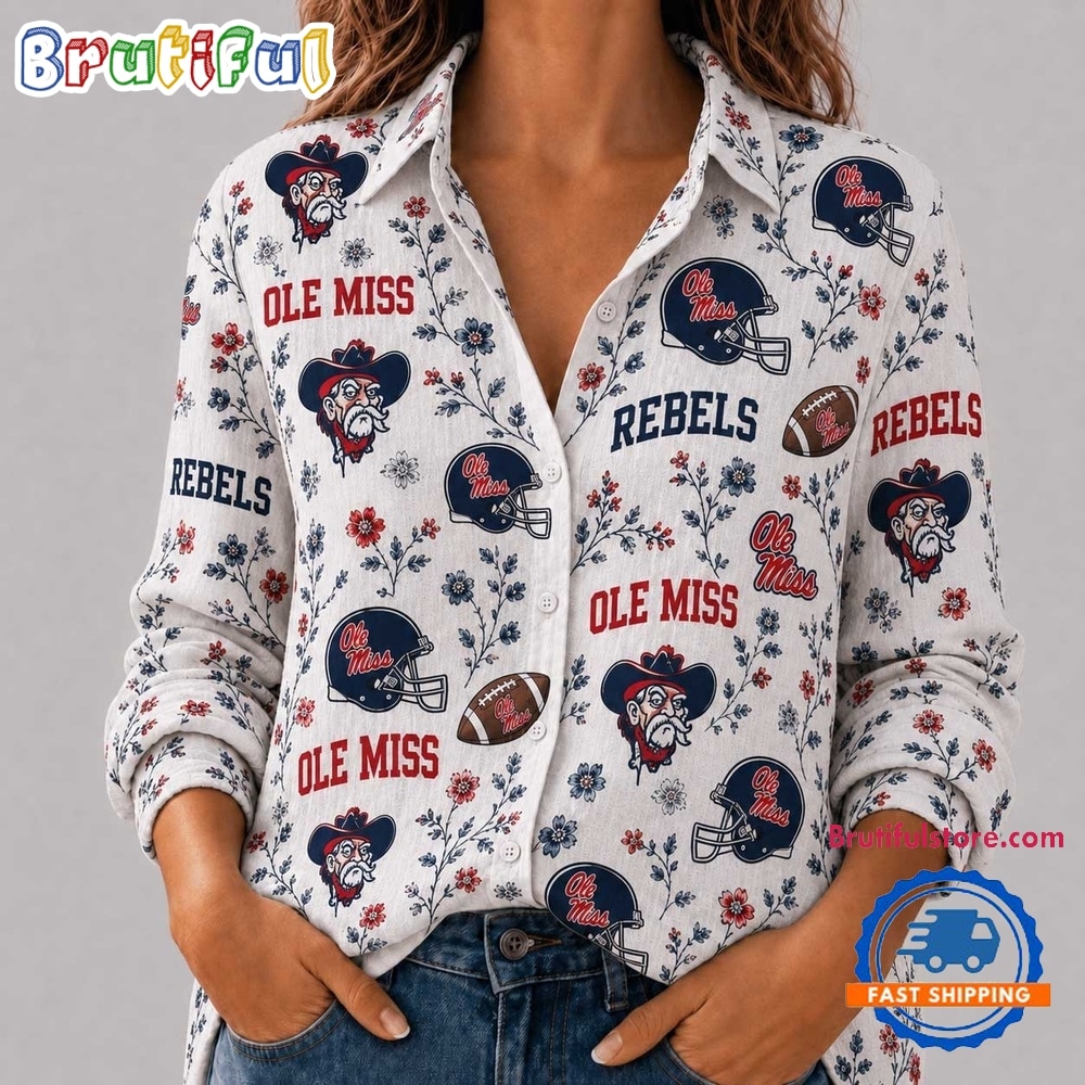 Ole Miss Rebels NCAA College Spirit Blossoms Women Casual Shirt Ole Miss Rebels NCAA College Spirit Blossoms Women Casual Shirt