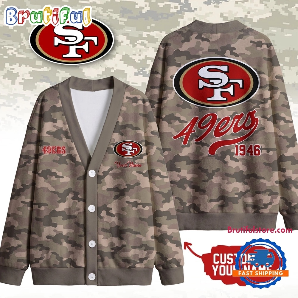 San Francisco 49ers NFL Veteran Military Camo Heritage Cardigan San Francisco 49ers NFL Veteran Military Camo Heritage Cardigan