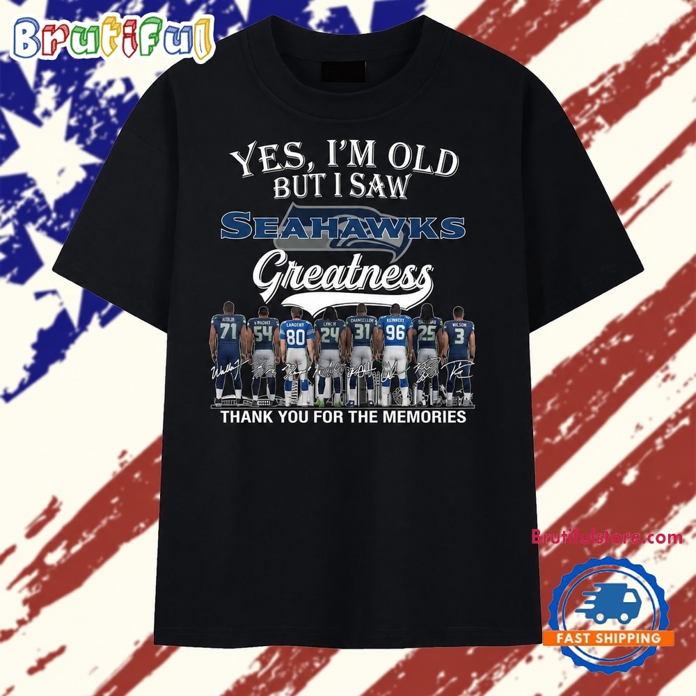 Seattle Seahawks Greatness Legends Signatures Vintage Graphic T Shirt Seattle Seahawks Greatness Legends Signatures Vintage Graphic T Shirt